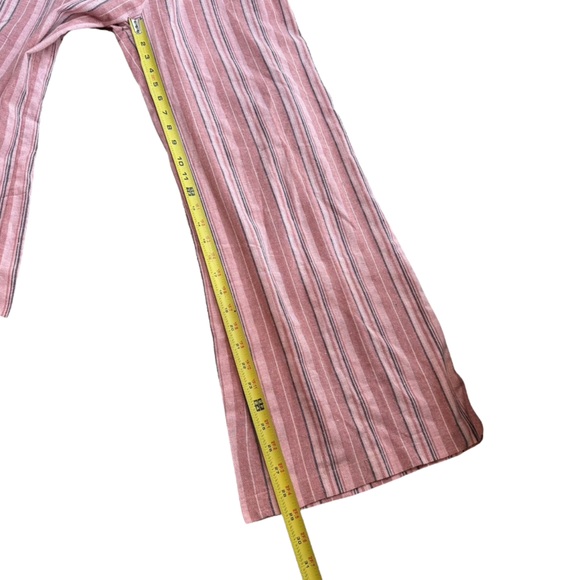 Hem & Thread Womens M 100% Cotton Wide Leg Jumpsuit Rose Pink Stripe Relaxed Fit - Picture 8 of 9